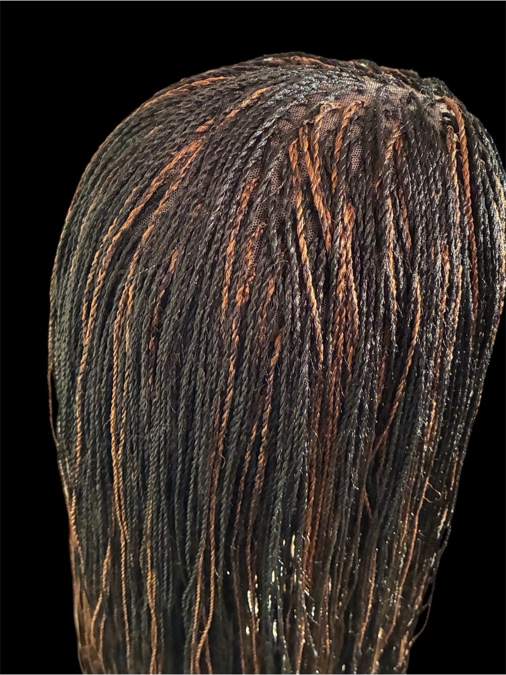 Synthetic Micro Twist Lace Front Wig in Black with Copper Highlights - Picture 4 of 14